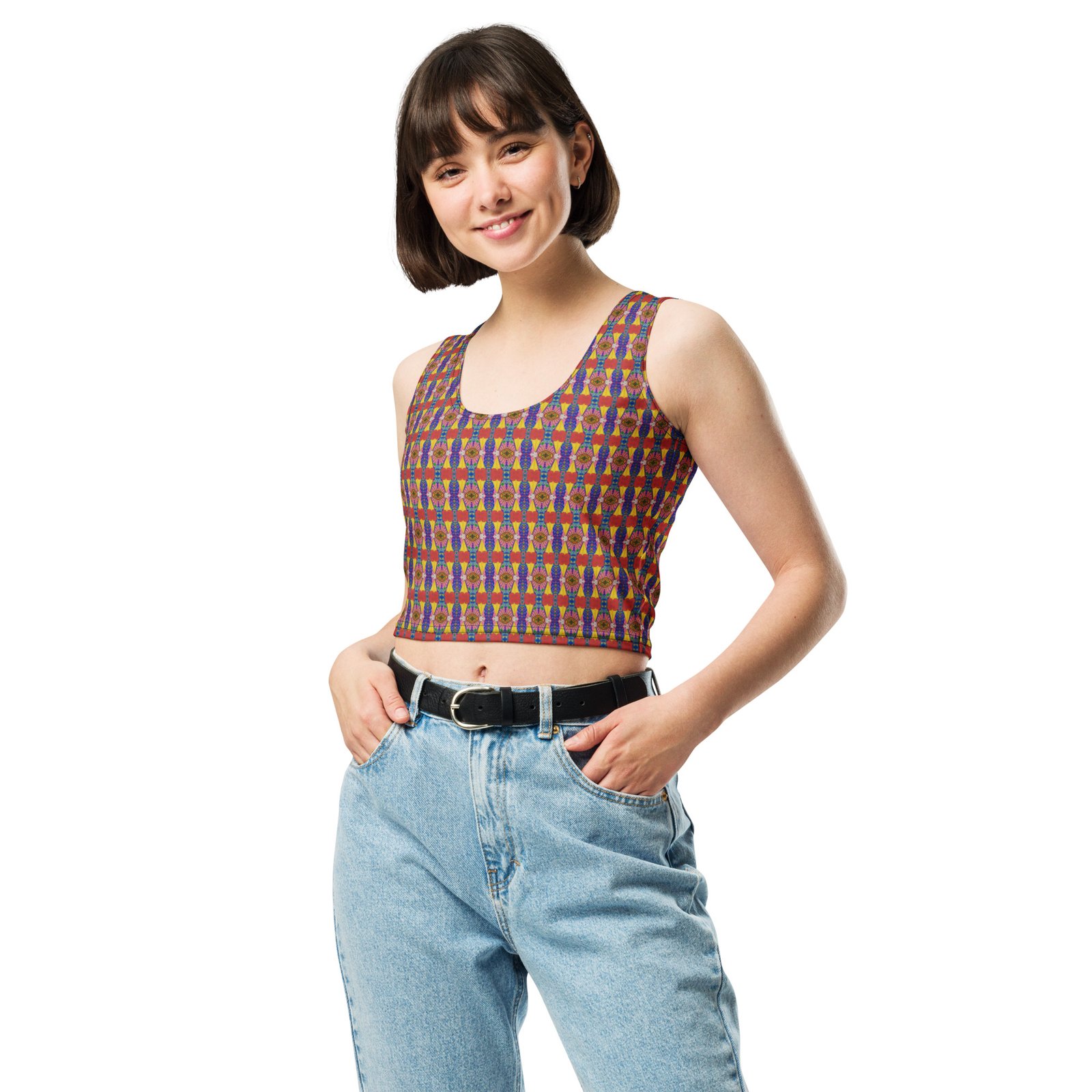 Crop-top moulant imprimé femme – Tissu extensible & confortable – Image 2